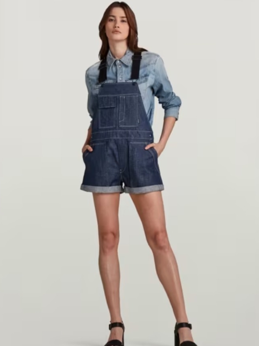 G-Star Dark Blue Denim Short Overalls